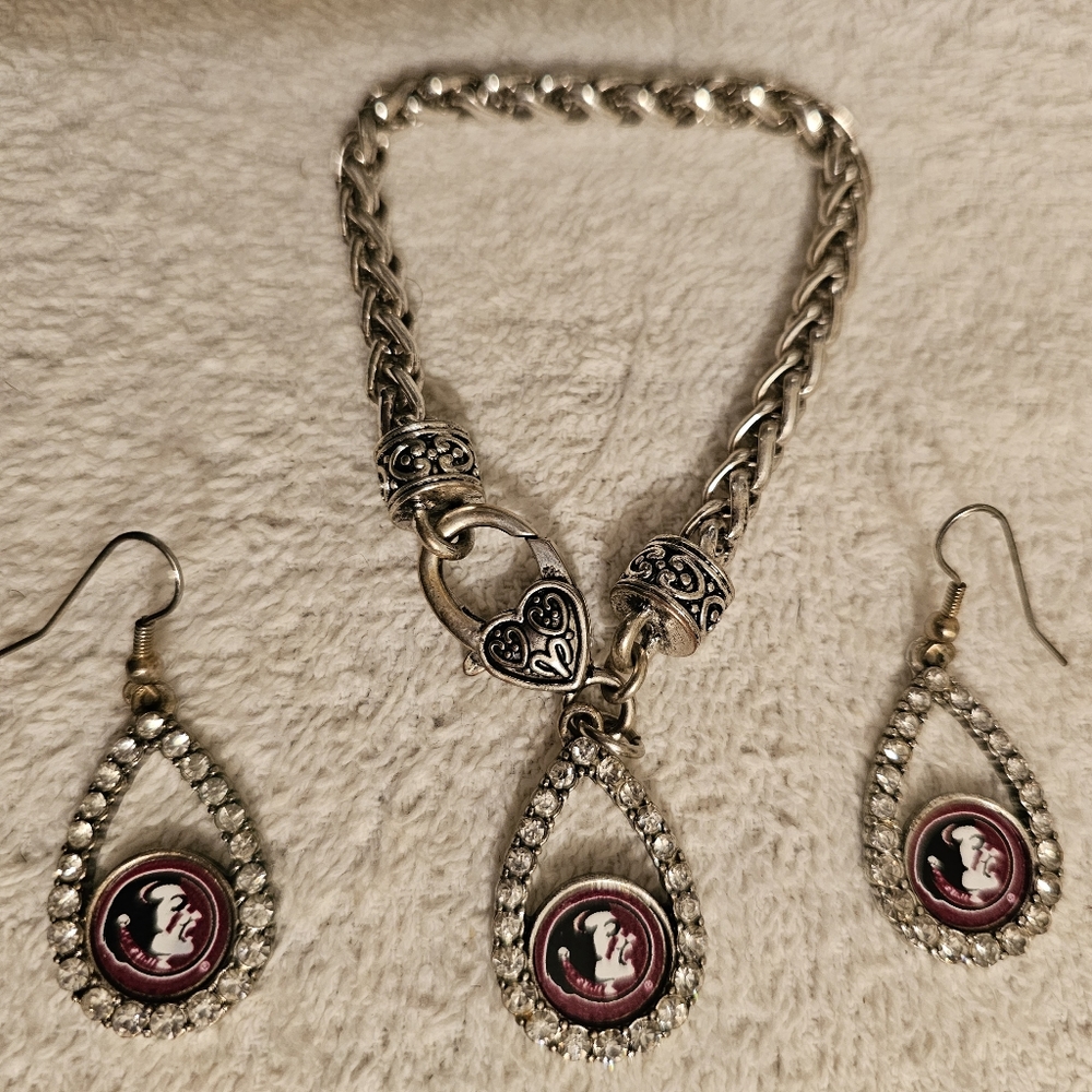 VINTAGE - FSU SEMINOLES bracelet with matching earrings